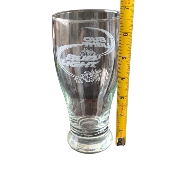 Pre Owned Budweiser BUD LIGHT GOLDEN WHEAT Pilsner Glass Rare Vintage HTF - Picture 10 of 11